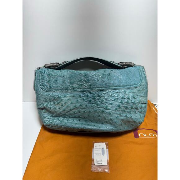 Nuti Genuine Ostrich Shoulder Hobo Handbag Made In Italy With Dust Bag Designer - Picture 5 of 12